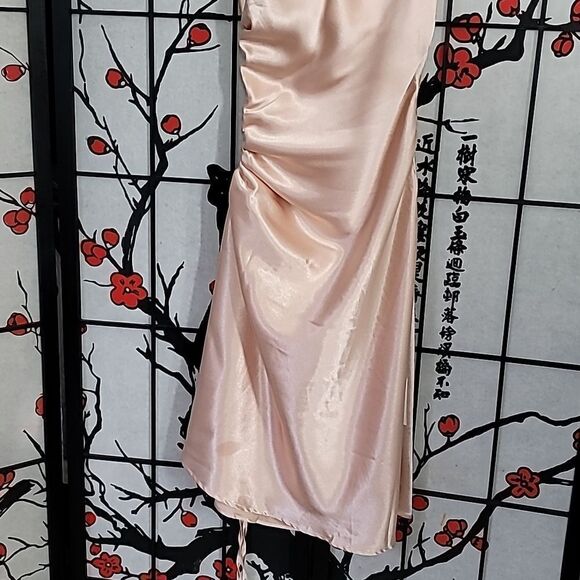 Miss Circle Montego Ruched Satin Side Slit Dress - Picture 4 of 11